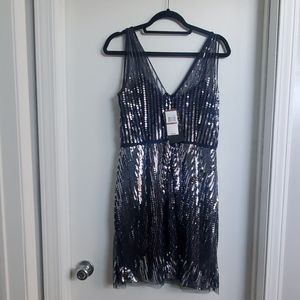 Blue sequined cocktail dress